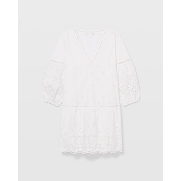 Club Monaco‎ NWT V-Neck Eyelet Mini Dres in White Size Medium MSRP $249 - Picture 3 of 8